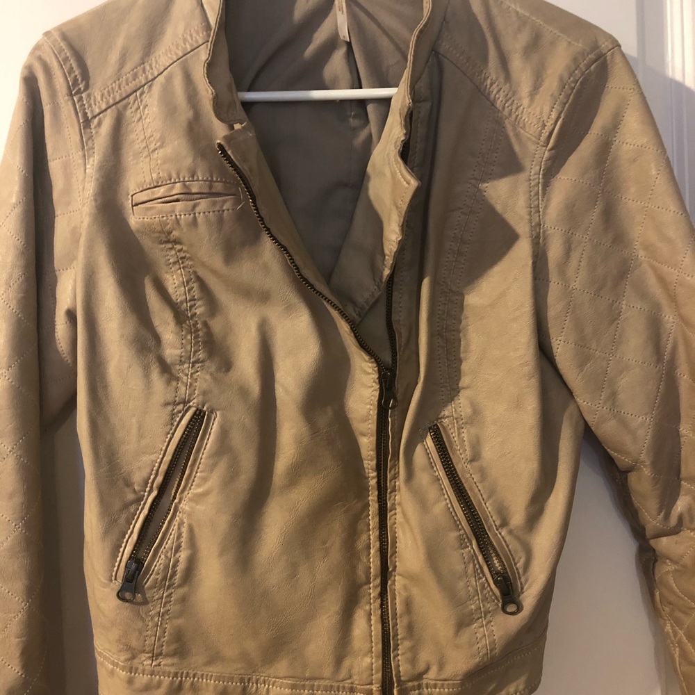 Free People blush pink faux leather moto jacket